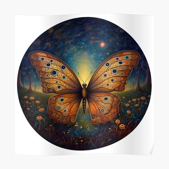 Beautiful Butterfly Circle Premium Matte Vertical Poster