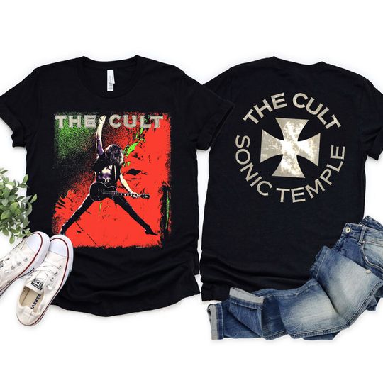 Vintage 1989 The Cult T-Shirt Sonic Temple Concert Tour Metal Rock Band Double Sided T-Shirt