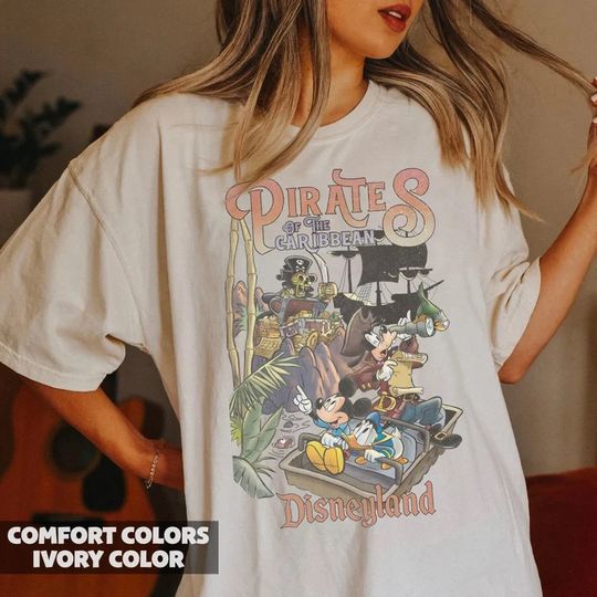Vintage Pirates of the Caribbean Disneyland Shirts, Mickey Pirates Shirt
