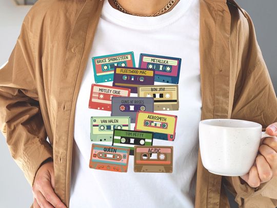 Retro Cassette Shirt | Vintage Cassette Tape Graphic Tee | 80's Rock Graphic T-Shirt