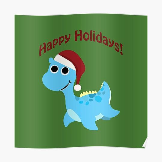Happy Holidays! Santa Nessie Premium Matte Vertical Poster