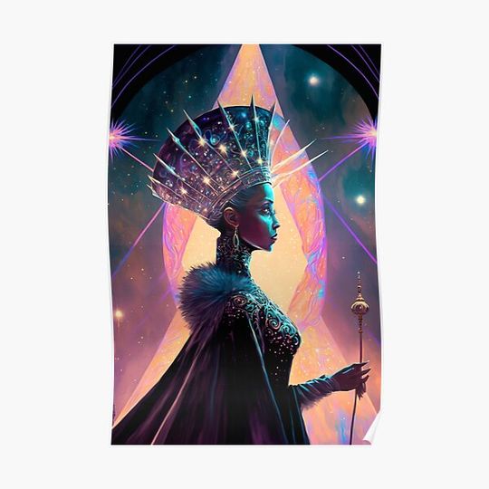 Afrofuturistic Queen of Light Nr. 5 Premium Matte Vertical Poster