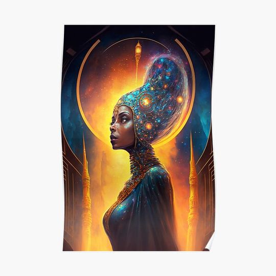 Afrofuturistic Queen of Light Nr. 10 Premium Matte Vertical Poster