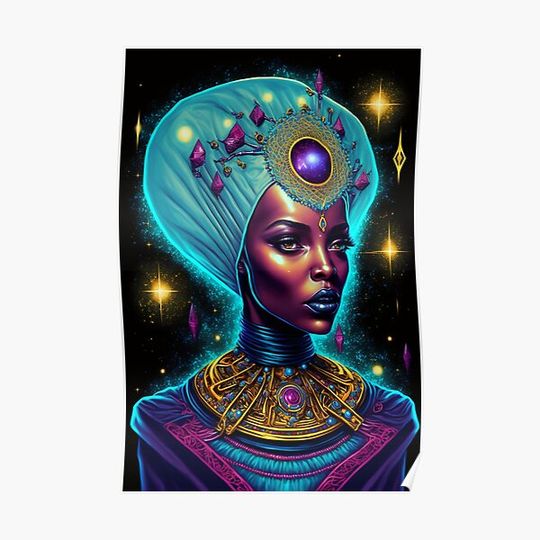Afrofuturistic Queen of Light Nr. 7 Premium Matte Vertical Poster