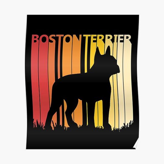 Boston Terrier Dog Breed Silhouette Premium Matte Vertical Poster