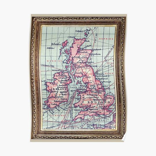 United Kingdom - Vintage Map Premium Matte Vertical Poster