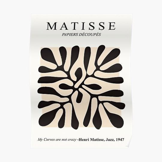 Henri Matisse - La gerbe (The Sheaf) 1953 - Black Art Print Sticke Premium Matte Vertical Poster
