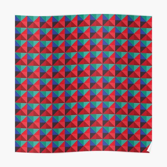 Geometric Figure Pattern Color Red And Blue Premium Matte Vertical Poster