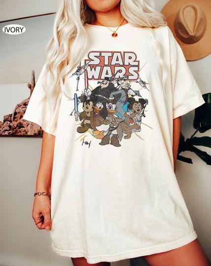 Retro Disney Star Wars Shirts, Mickey Star Wars, Star Wars Disney Characters