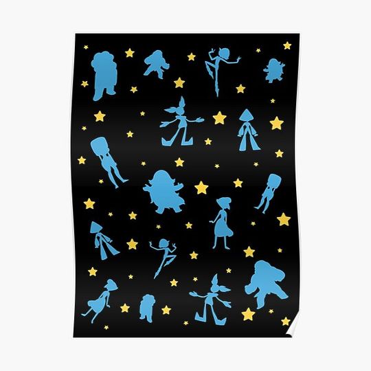 Steven Universe Movie Character Pattern - Blue Premium Matte Vertical Poster