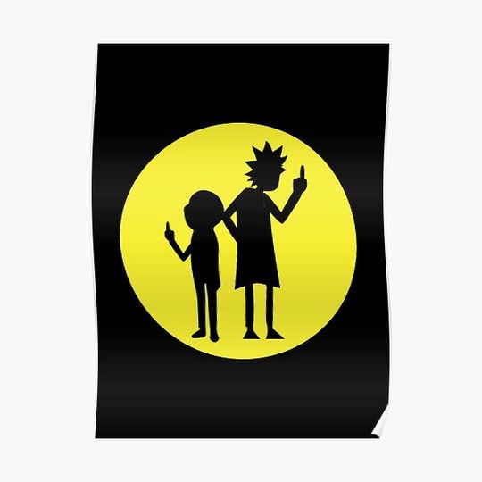 Funny Rick and Rickandmorty Flip Off Premium Matte Vertical Poster