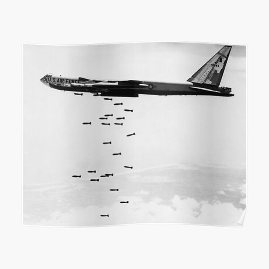 Vietnam War, B-52 Bomber Airplane, Dropping Bombs, 1960s Premium Matte Vertical Poster
