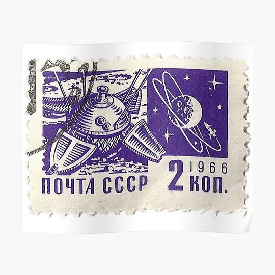 Soviet Space Postage Luna 10, 1966 Premium Matte Vertical Poster