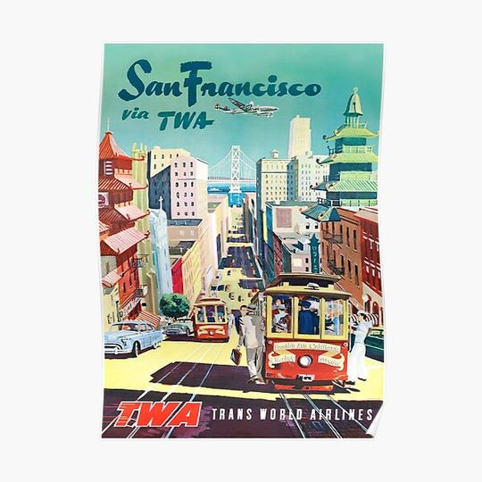 San Francisco TWA Travel Poster Premium Matte Vertical Poster