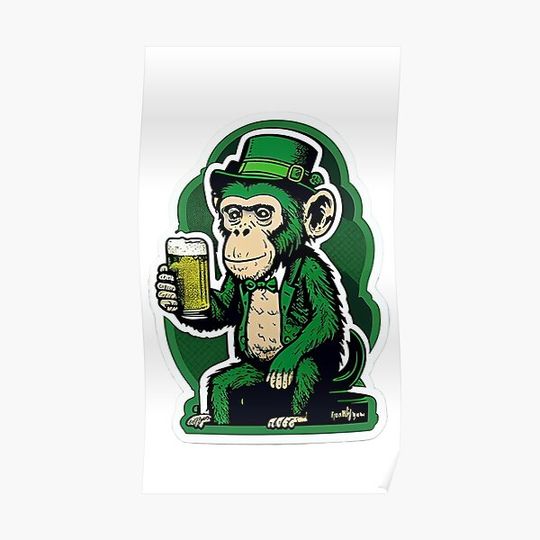Funny Irish Monkey St Patrick’s Day 2023 Premium Matte Vertical Poster