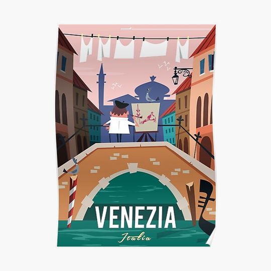 Venice travel poster Premium Matte Vertical Poster