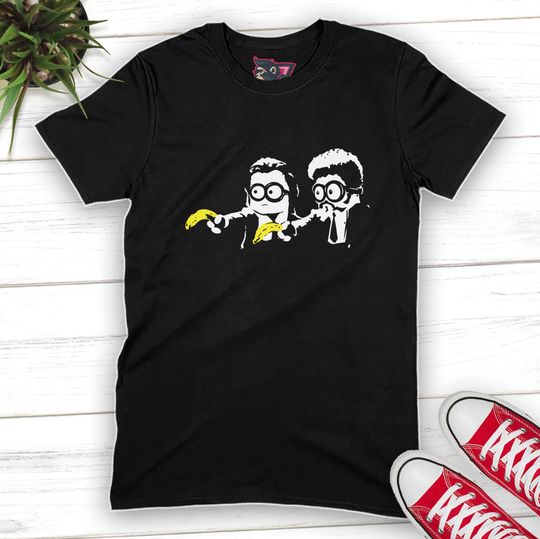 Pulp Minions T-Shirt | Unisex Mens Kids Baby Gift for Him Fathers Day Christmas Dad Brother Graphic Tee Novelty