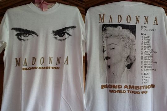 1990 Madonna Blond Ambition World Tour Double Sided T-Shirt