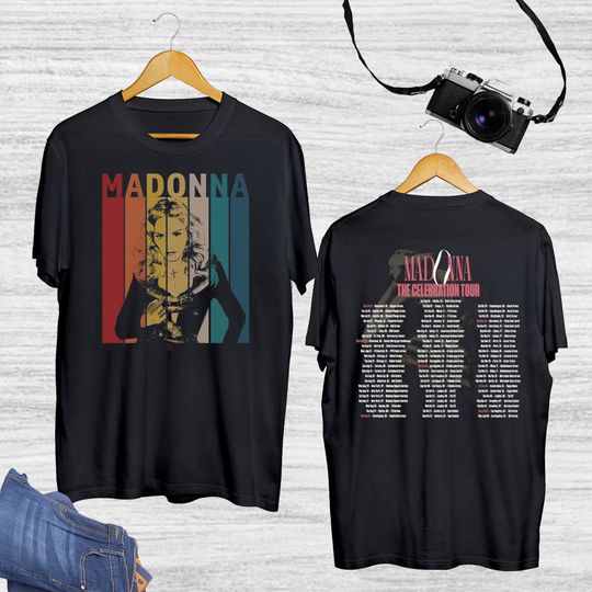 Queen Of Pop Madonna Fan Shirt, Madonna The Celebration Tour 2023 Double Sided T-Shirt