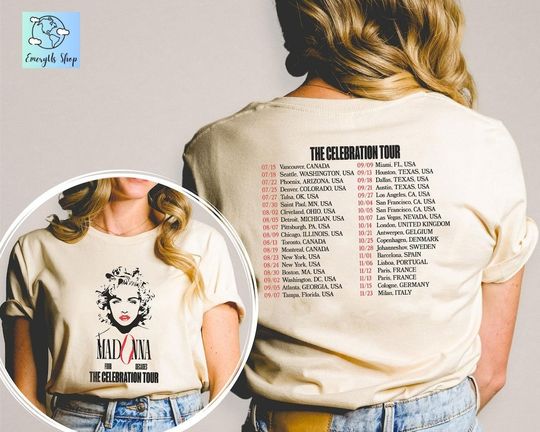 Madonna The Celebration Tour 2023 2sides Shirt, Madonna Double Sided T-Shirt