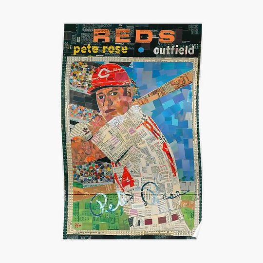 Pete Rose baseball card mosaic Premium Matte Vertical Poster