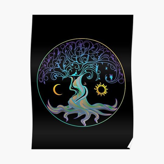 Tree of Life / Sun and Moon Premium Matte Vertical Poster