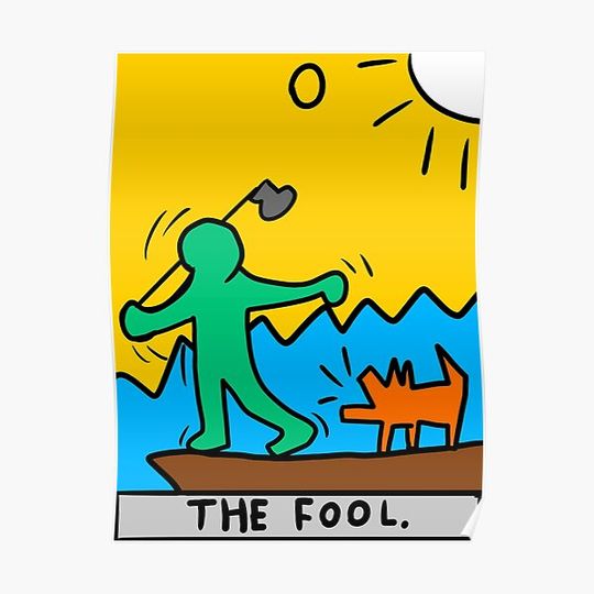 Haring Fool Tarot Premium Matte Vertical Poster