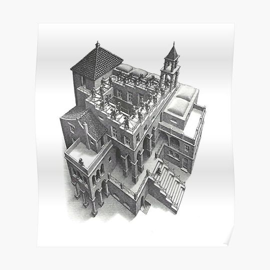 Mc Escher Ascending and descending Premium Matte Vertical Poster