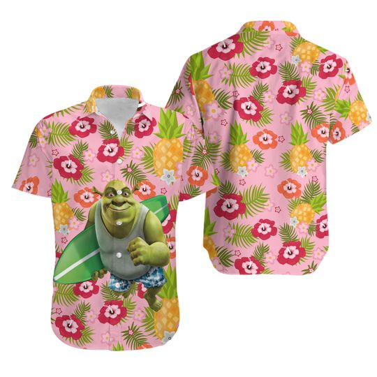 Shrek Hawaiian Aloha Shirt, Hawaiian Shirt, Disney Trip 2023, Animal Kingdom Hawaiian