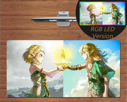 Anime The Legend of Zelda Tears of the Kingdom Link RGB LED Large Mouse Pad Mat Desk