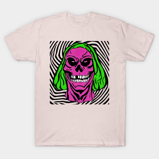 Green Hair PInk Skull | Bad Acid Skeletor | Terrible Pop Art | Bad Artist Tyler Tilley - Freak Skull - T-Shirt