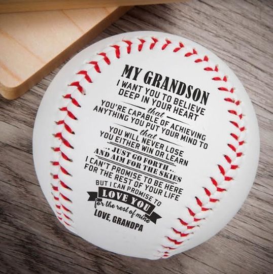 To Grandson From Grandpa Baseball Gift With Love Message From Grandfather To Grandson