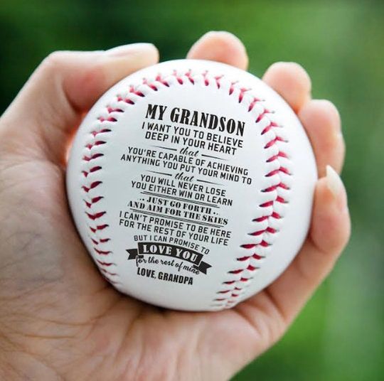From Grandpa To Grandson Baseball Gift With Love Message From Grandfather To Grandson For Birthday