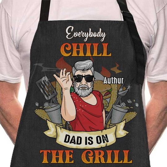 Dad Is On The Grill - Personalized Apron - Gift For Dad