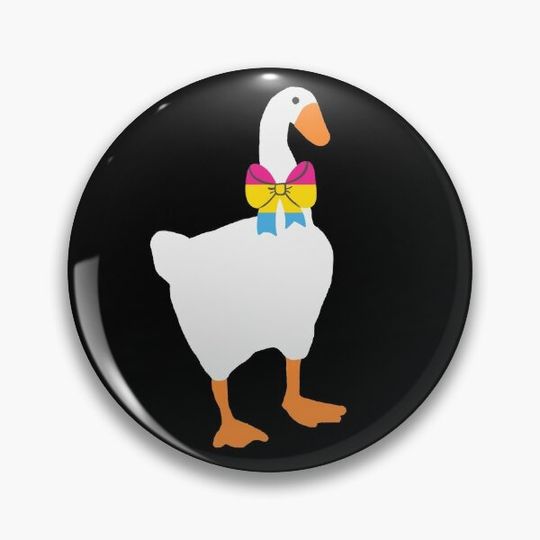 Horrible goose - Pansexual flag Ribbon Pin Button