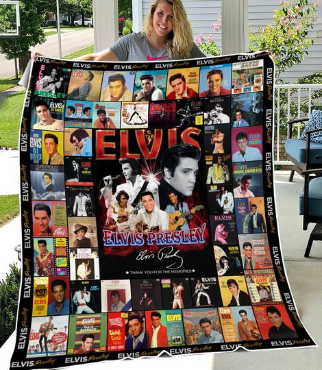 Elvis Presley Fleece Blanket, Elvis Presley King Of Rock and Roll Quilt Blanket