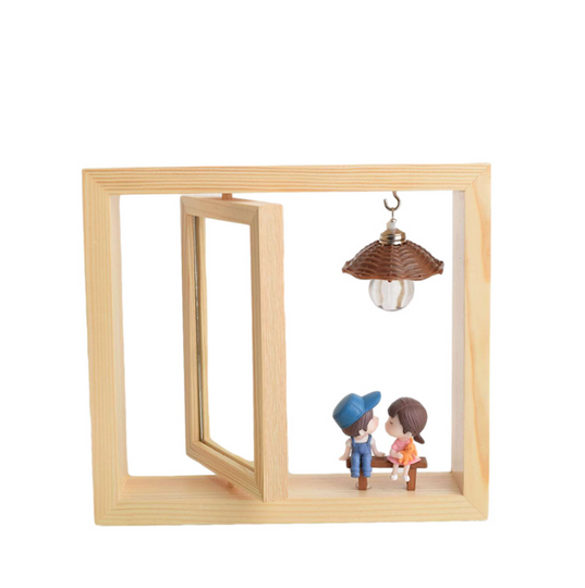 2 Side Rotating Wooden Photo Frames, Couple Photo Frames, Ornaments