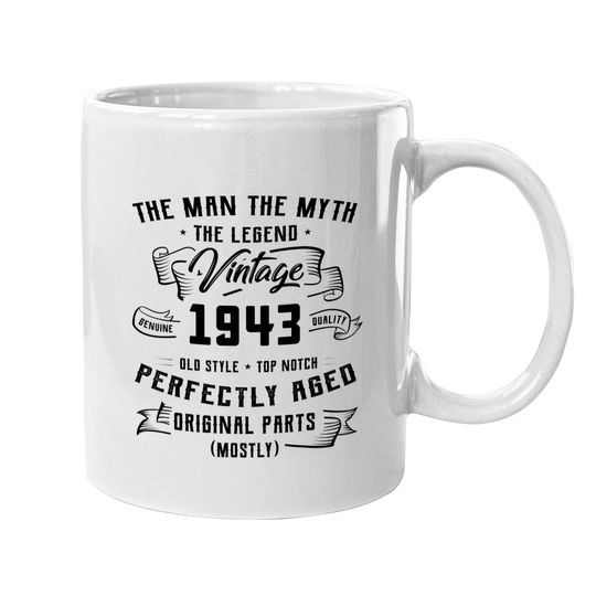 Mens Man Myth Legend 1943 80th Birthday Gift For 80 Years Old Mugs