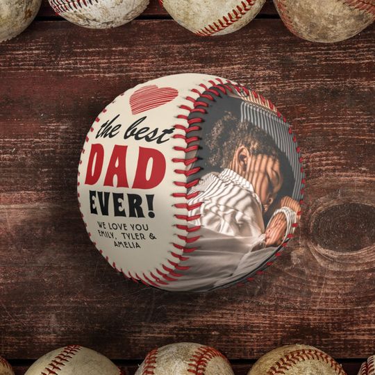 Dad Ever Red Heart Father`s Day 2 Photo  Baseball