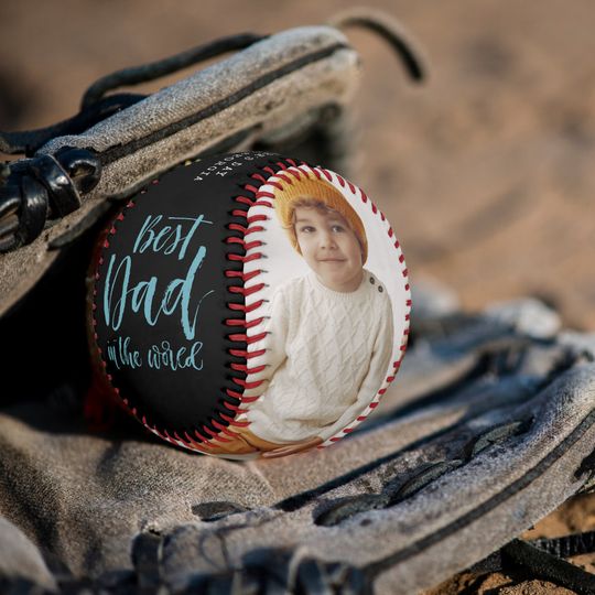 Dad Hand Lettered Two Photo Collage Baseball
