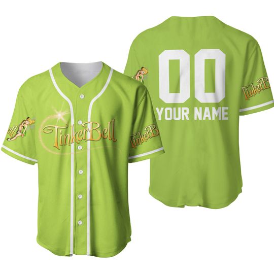 Tinker Bell Lime Green White | Disney Baseball Jersey Personalized