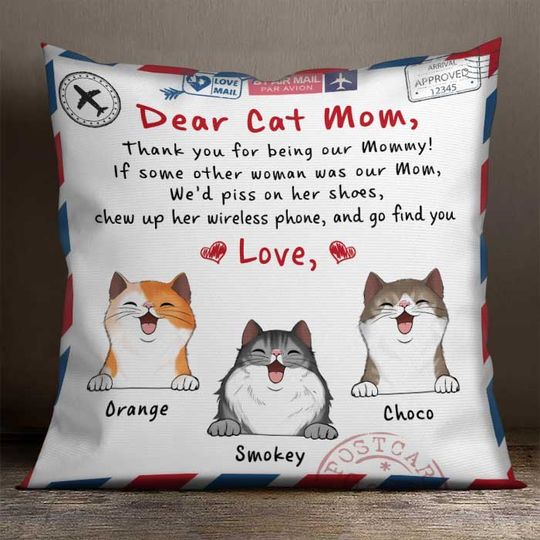 Dear Cat Mom - Thank You For Being Our Mommy - Personalized Camping Pillow