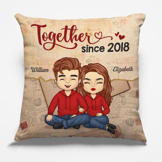 We're Together Since - Couple Personalized Custom Pillow