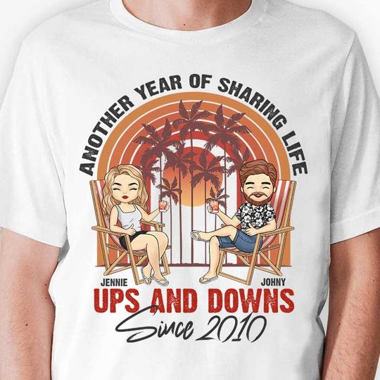 Another Year Of Sharing Life Postal Service And Downs Together - Personalized Unisex T-shirt Gift For Couple, Anniversary Gift