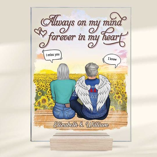 Always On My Mind - Personalized Acrylic Plaque - Husband Wife