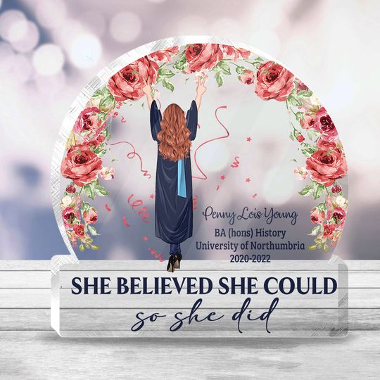 She Believed She Could So She Did - Personalized Graduation Custom Shaped Acrylic Plaque