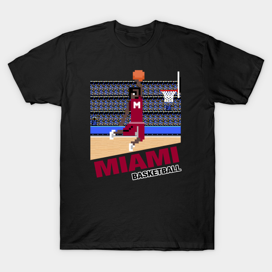 Miami Basketball 8 bit pixel art cartridge design - Miami Heat - T-Shirt
