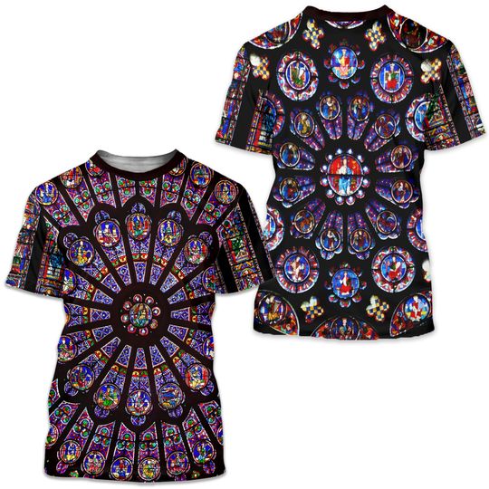 ND and Chartres Stained Glass All Over Print Shirt