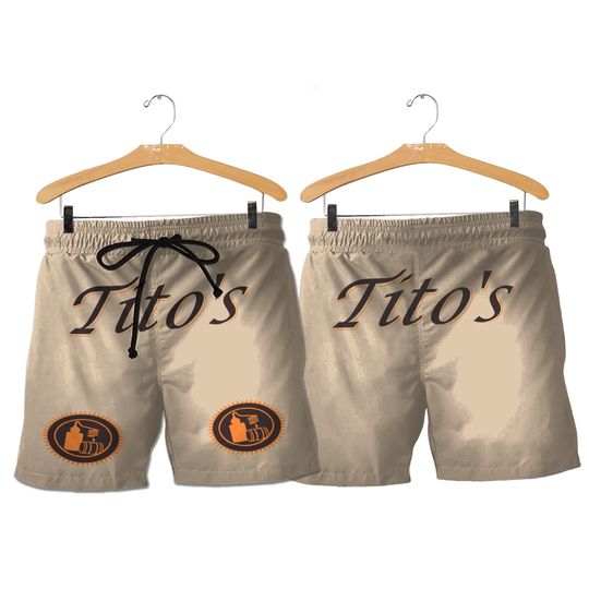 Tito Handmade Horizontal Text Shorts, Beer basic men Hawaiian shorts