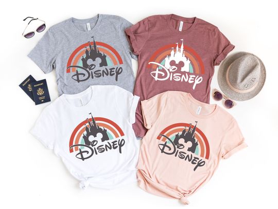 Disney Rainbow Castle Shirt, Disney Vintage ,Disney Family Shirt